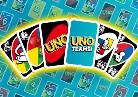 featured image for our news on UNO Teams. It shows multiple UNO cards, with the one in the middle saying UNO Teams.