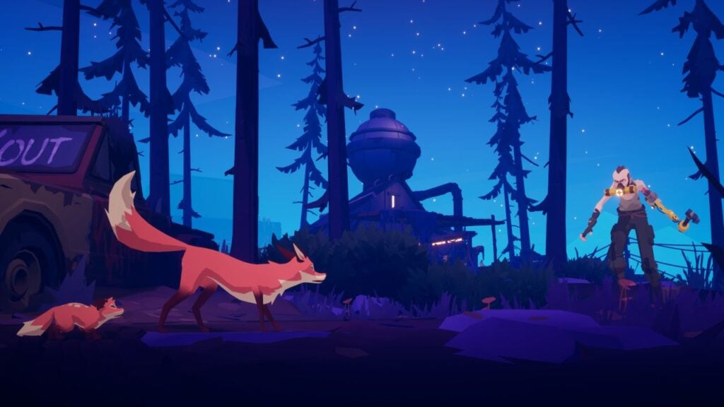 Feature image for our best new Android sales and deals. It shows a screenshot from Endling: Extinction Is Forever. It shows a fox and her cub sneaking past a human.