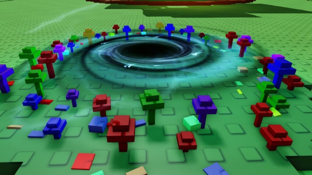 Feature image for our Grow A Garden Fairy Portal times guide. It shows a fairy ring portal in-game.