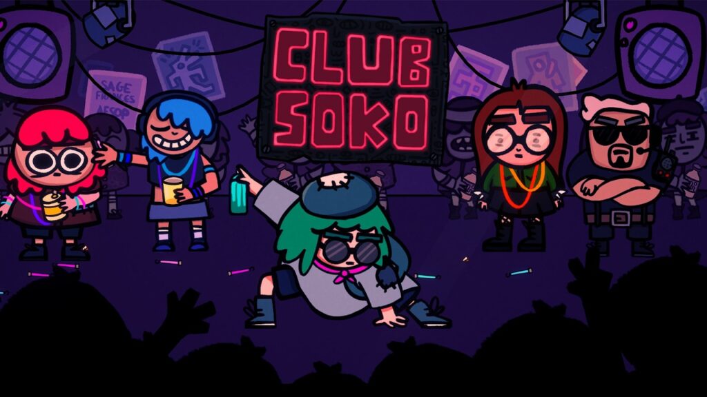 featured image for our news on Club Soko. It shows some weird characters jumping and having fun.