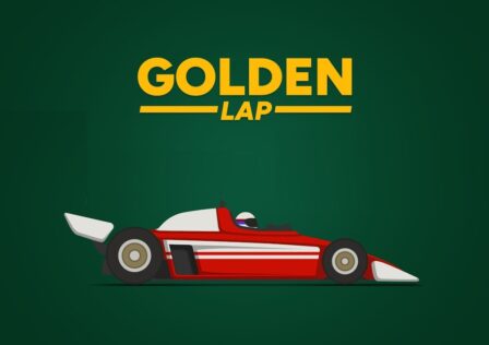 featured image for our news on Golden Lap. It shows a red racing car against a dark green background.
