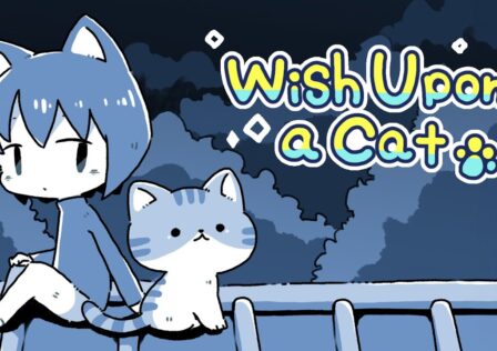 featured image for our news on Wish Upon A Cat. It shows a cat and a girl with cat-like face and ears sitting side by side.